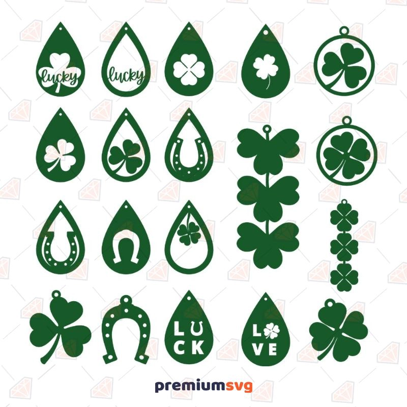 St Patrick's Day Earrings SVG Bundle, Shamrock Earrings SVGs