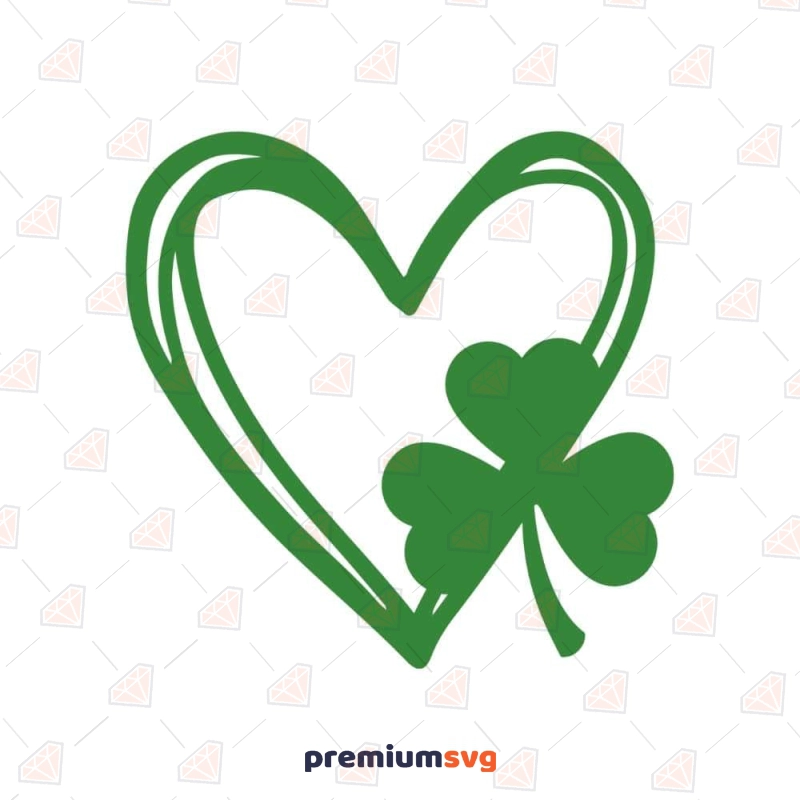 Doodle Heart with Shamrock SVG, Shamrock Love SVG St Patrick's Day SVG Svg