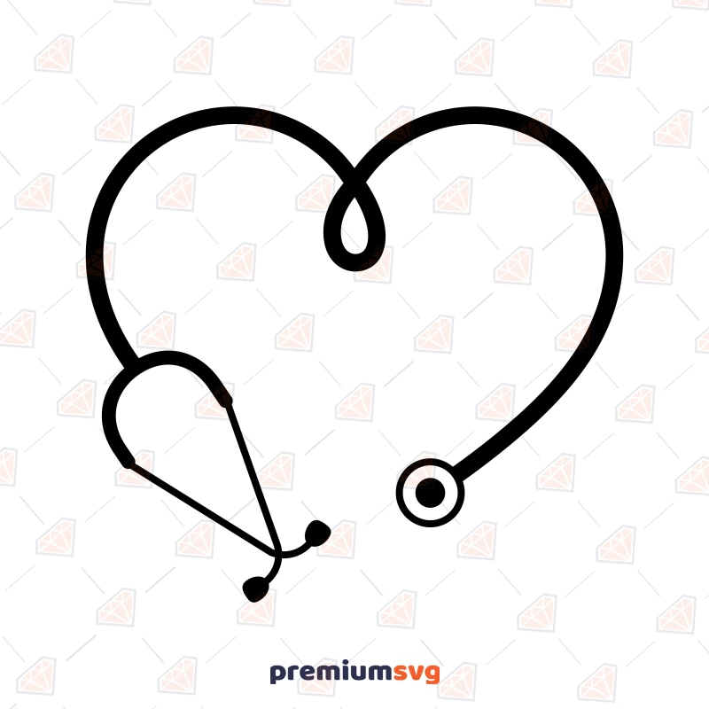 Stethoscope Heart SVG, Heart Shape SVG Nurse SVG Svg