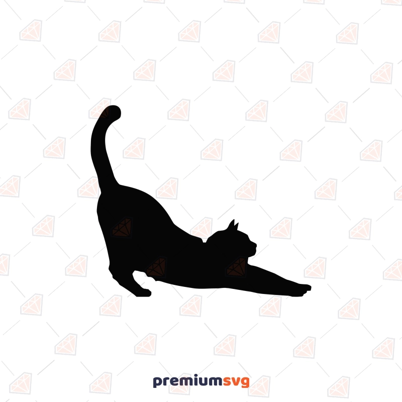 Stretching Cat SVG Silhouette, Cut File Cat SVG Svg