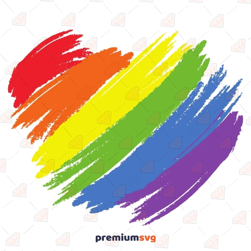 Strokes Rainbow Heart SVG, Lgbtq Pride SVG Vector Files Lgbt Pride SVG Svg