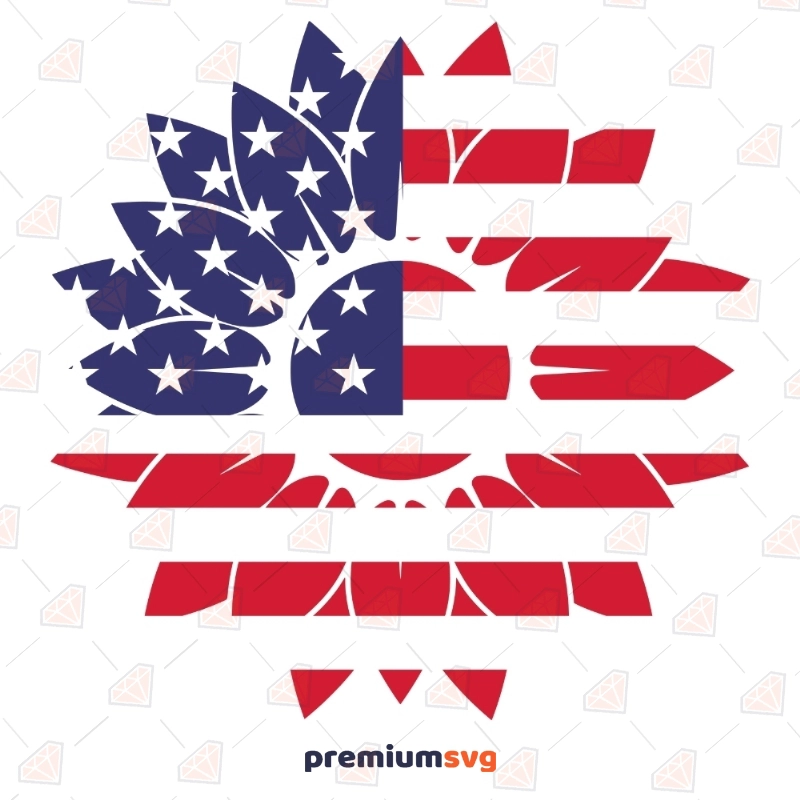 Sunflower Flag SVG, 4th of July Sunflower Flag SVG Cut File 4th Of July SVG Svg