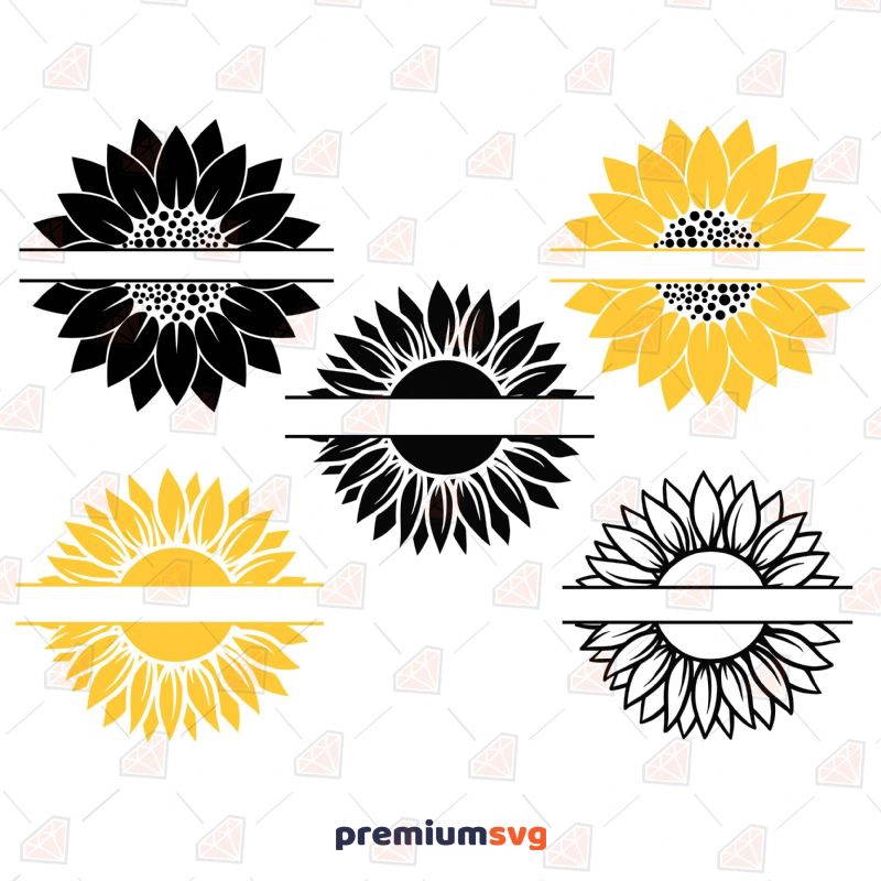 Sunflower Monogram Bundle SVG, Instant Download Sunflower SVG Svg