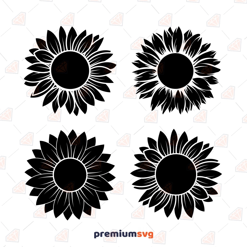 Sunflower Stencils SVG, Sunflower Template SVG Clipart Flower SVG Svg