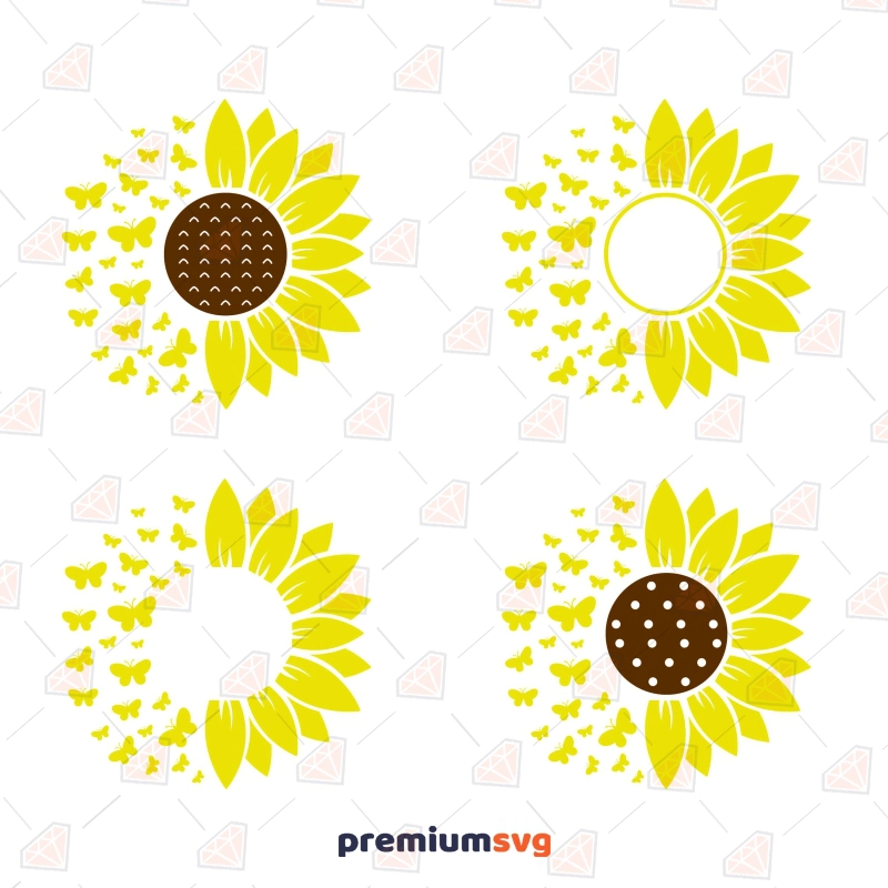 Sunflower with Butterflies SVG Bundle for Cricut Sunflower SVG Svg
