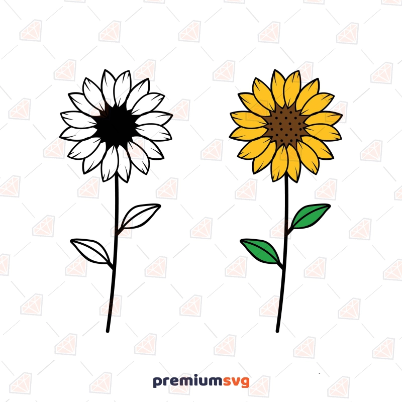 Sunflower with Stem SVG Clipart Sunflower SVG Svg
