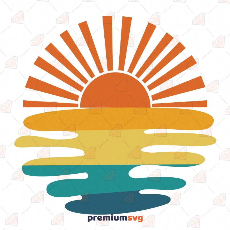 Sunset SVG Cut File, Sunset Retro Wave SVG Instant Download Sky/Space Svg