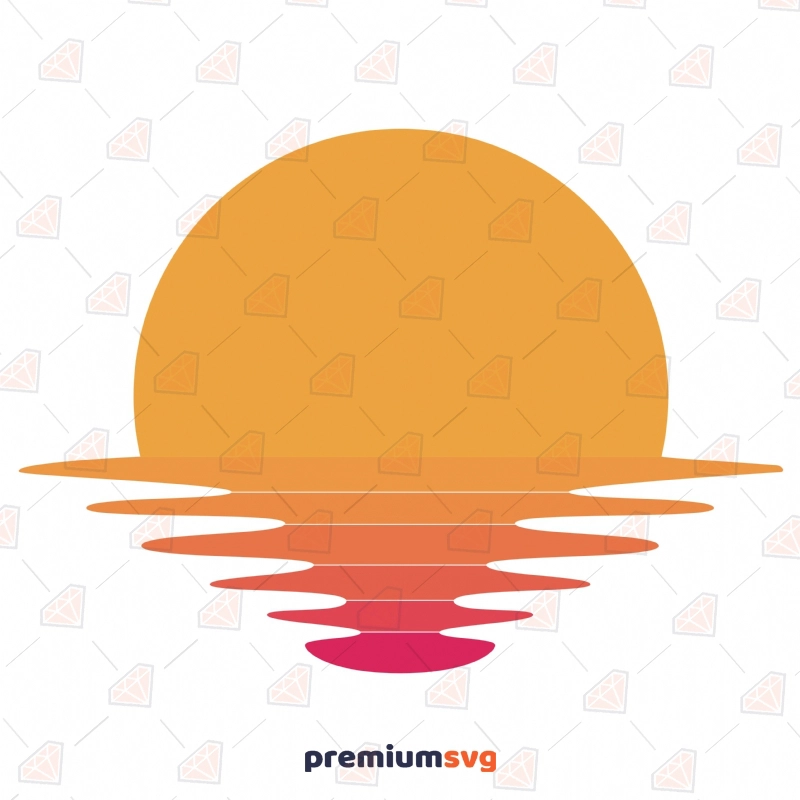 Sunset SVG Cut Files, Retro Sunset SVG Vector Instant Download Sky/Space Svg