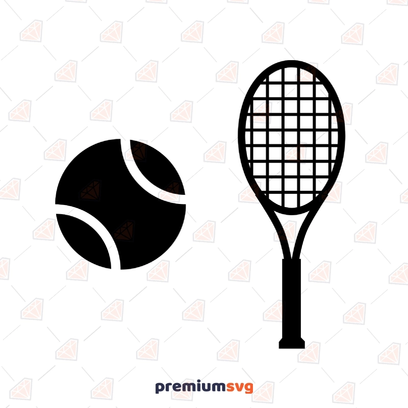 Tennis Ball and Racket SVG Cut File, Instant Download Tennis SVG Svg