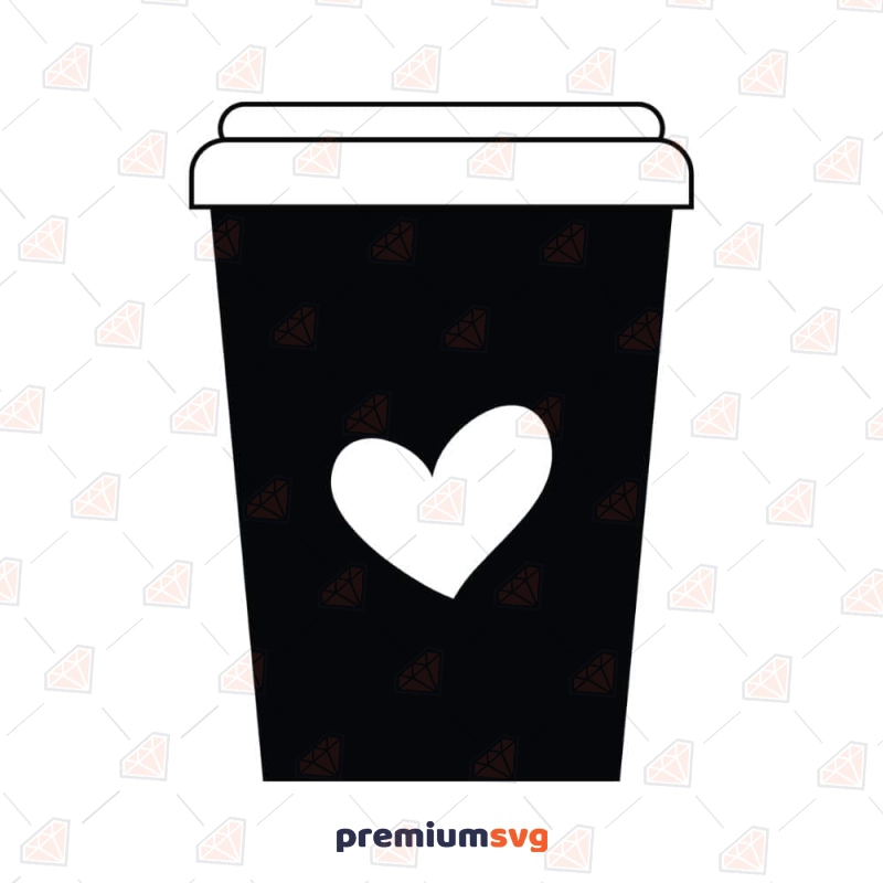 To Go Coffee Cup Heart SVG, Coffee Cup With Heart Clipart Coffee and Tea SVG Svg