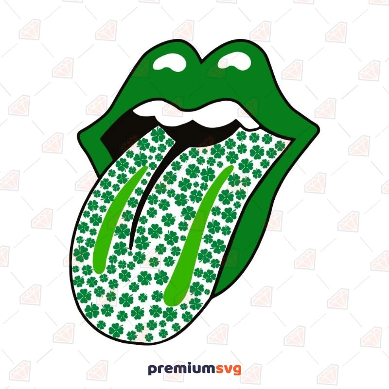 Tongue Out Shamrock SVG Cut File, Shamrock Lips SVG Instant Download St Patrick's Day SVG Svg