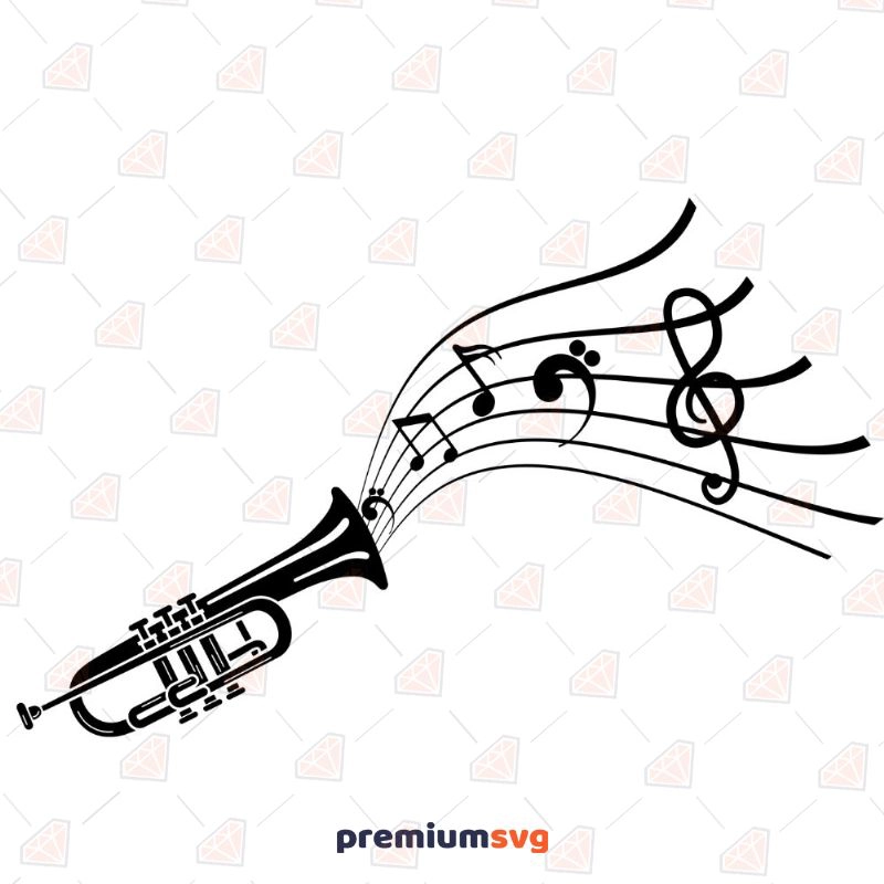 Trumpet with Musical Notes SVG Music SVG Svg