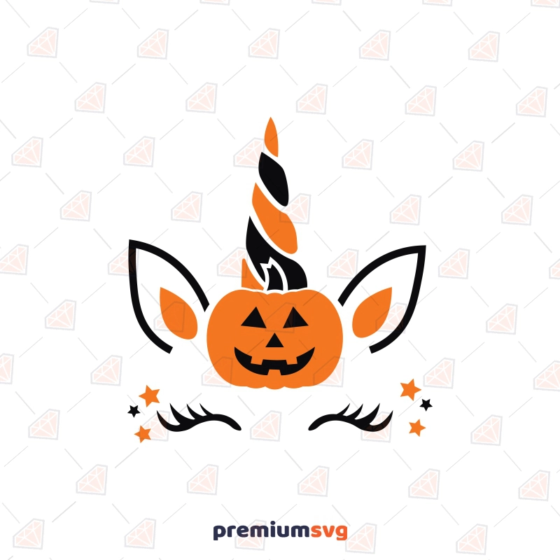 Unicorn Pumpkin SVG Cut File, Halloween Unicorn Pumpkin SVG Svg