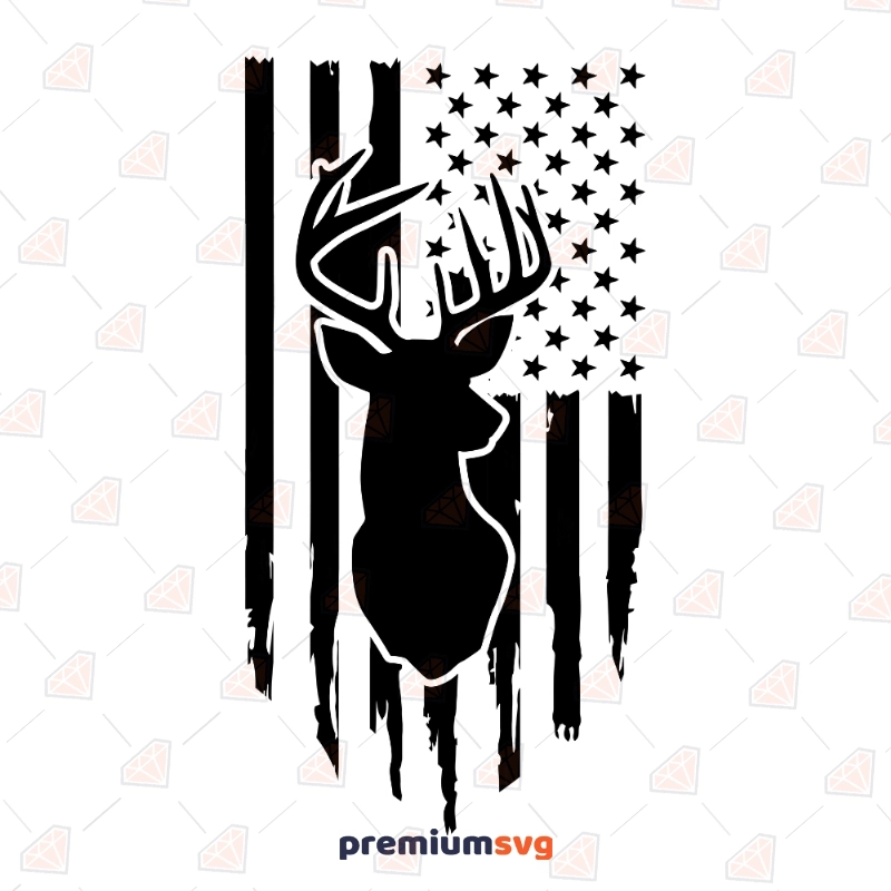 Usa Deer Flag SVG Cut Files, American Flag Deer SVG USA SVG Svg