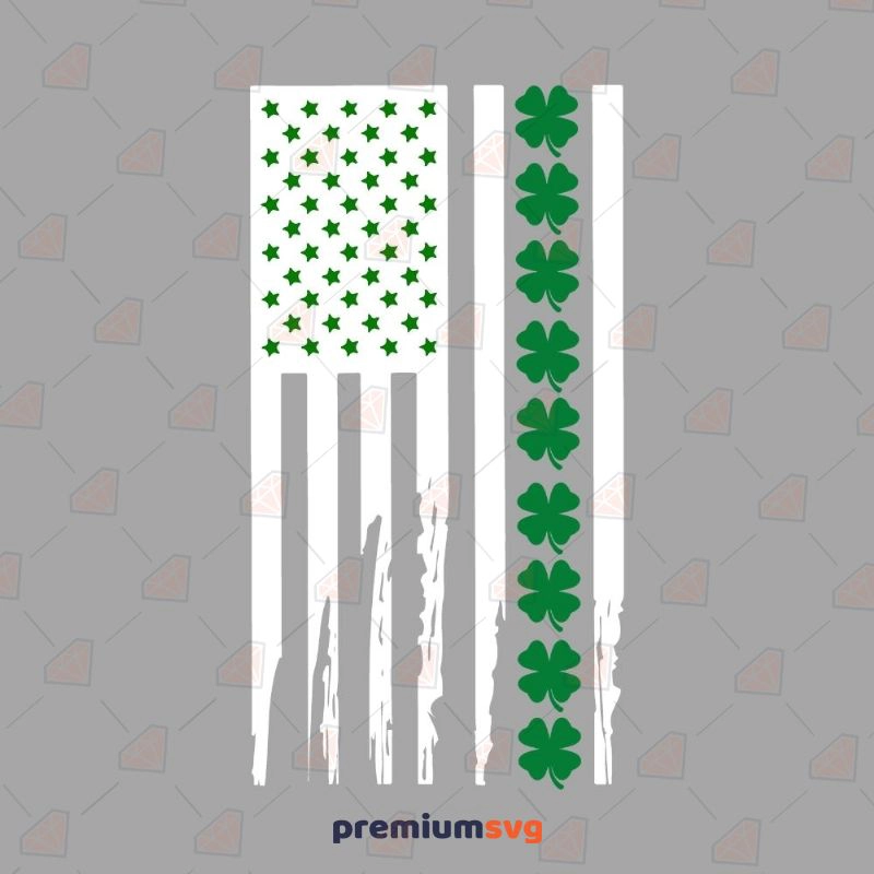 USA White Flag with Shamrocks SVG, Flag SVG Vector Files St Patrick's Day SVG Svg