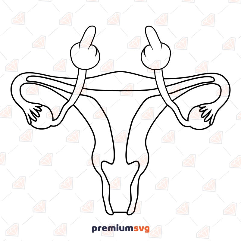 Uterus Middle Finger SVG Design, Instant Download Anatomy (Skeleton And Skull) Svg