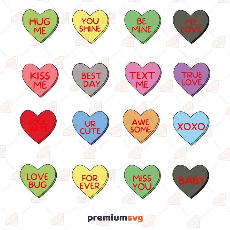 Valentine Lovers Conversation Hearts SVG Bundle Valentine's Day SVG Svg