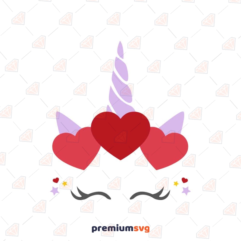 Valentine's Day Unicorn SVG, Unicorn Head with Hearts SVG Valentine's Day SVG Svg