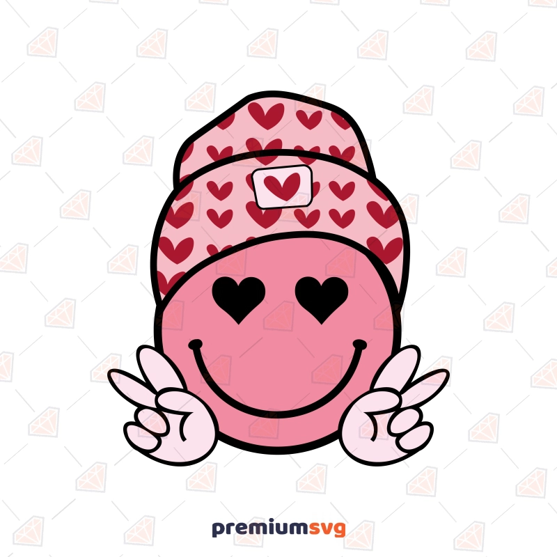 Valentine's Day Smiley Face with Hat SVG Design Sublimation SVG Svg
