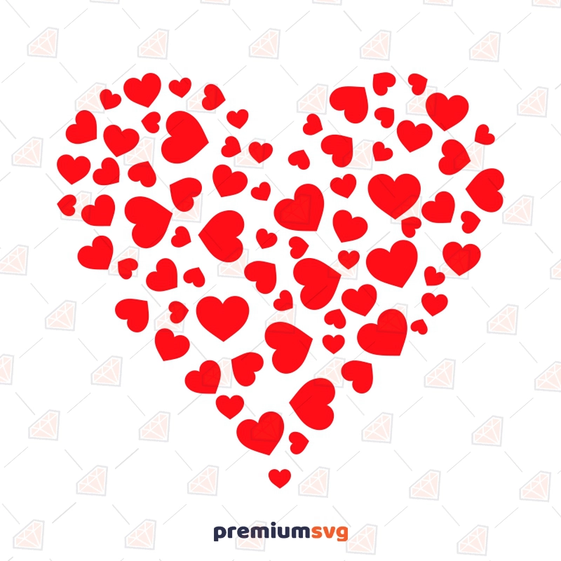 Heart Made Of Hearts SVG, Love Design SVG Vector Files Valentine's Day SVG Svg