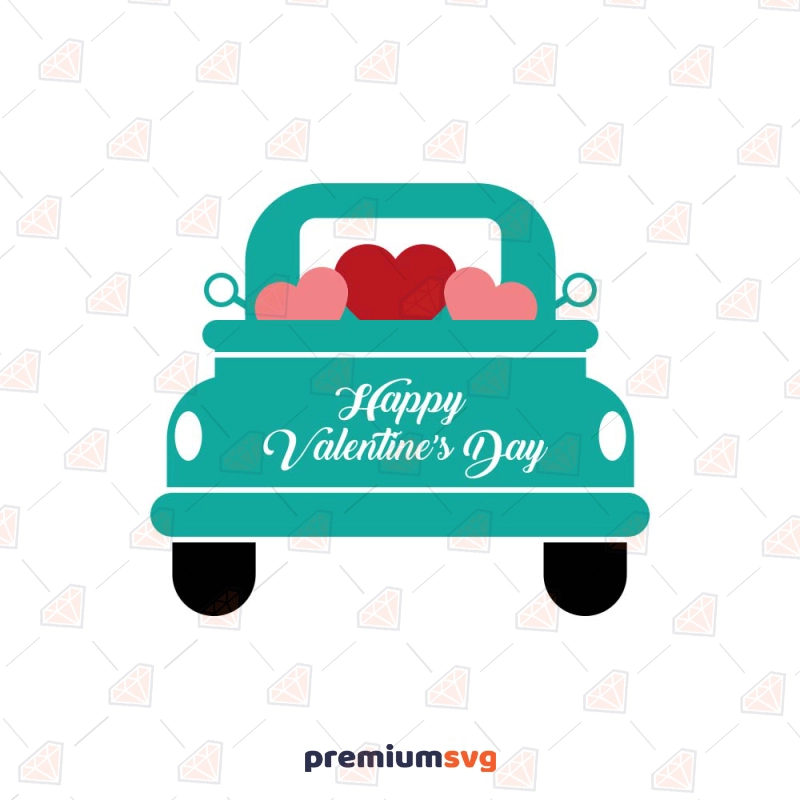 Valentine's Day Truck SVG Cut File, Instant Download Valentine's Day SVG Svg