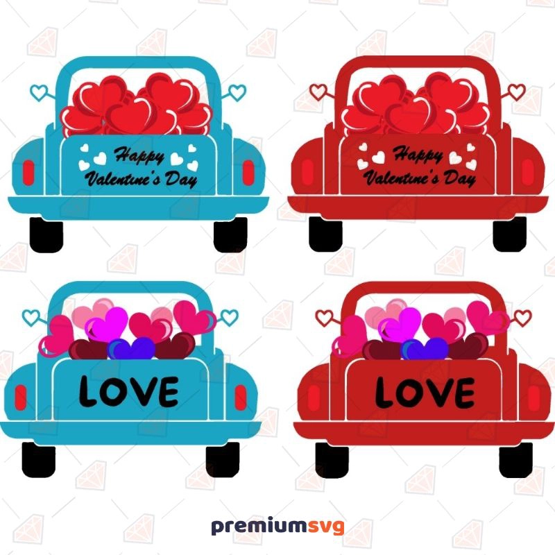 Valentine Heart Trucks SVG, Valentine's Truck Bundle Valentine's Day SVG Svg