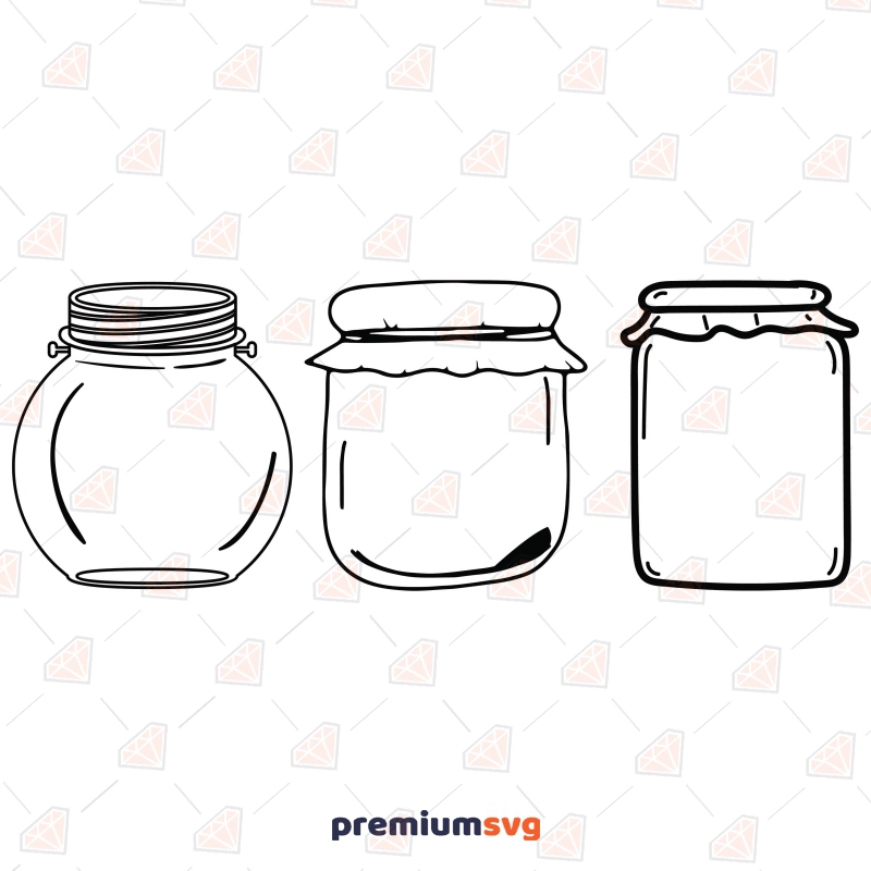 Hand Drawn Mason Jar SVG File, Drawn Clipart, Cutting File, Cut File 