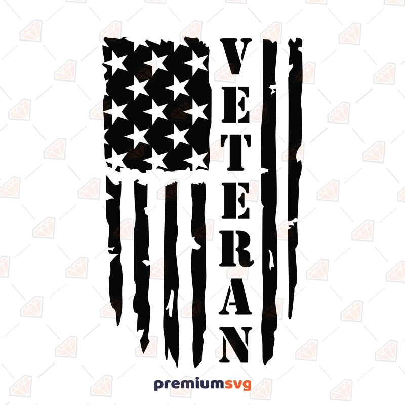 Vertical Distressed Veteran Flag SVG, Veteran Flag SVG, US Army SVG Veterans Day SVG Svg