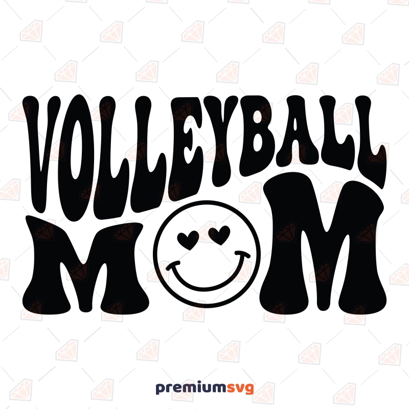 Volleyball Mom SVG with Smiley Face Volleyball SVG Svg