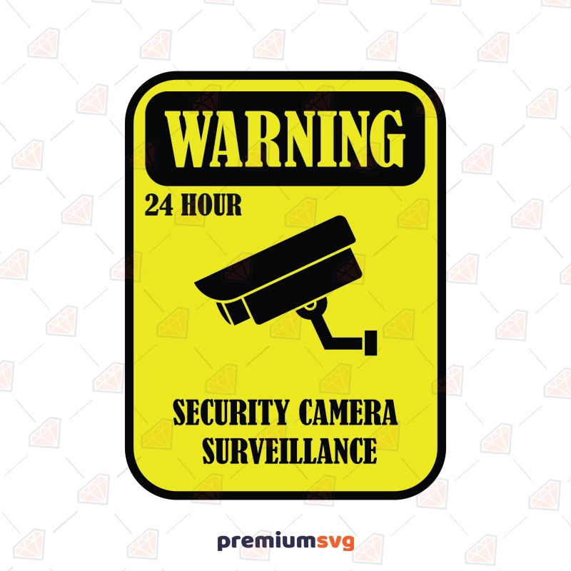 Warning CCTV Sign SVG, Video CCTV SVG Vector Files Vector Illustration Svg