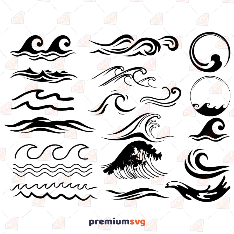 Wave SVG Bundle, Ocean Waves SVG Cut and Cliparts Bundle SVG Svg