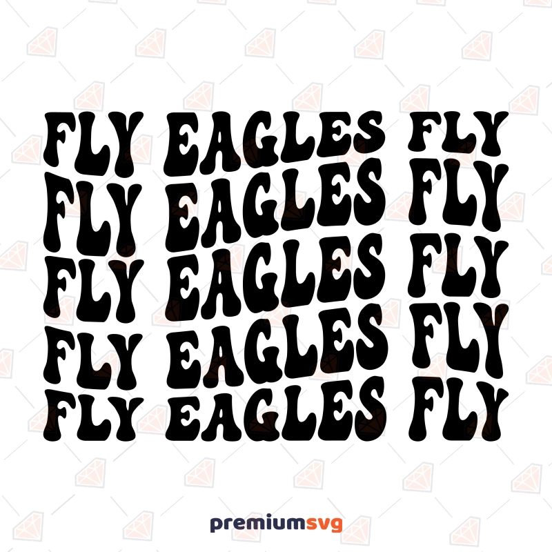 Wavy Retro Fly Eagles Fly SVG Cut File, Instant Download Football SVG Svg