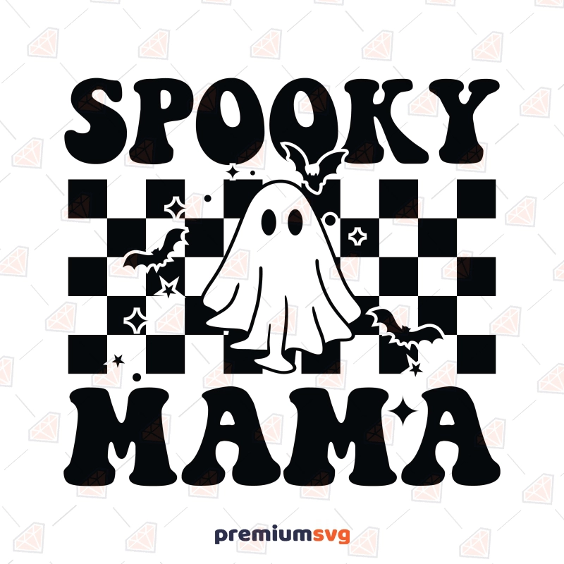 Wavy Spooky Mama SVG, Checkered Halloween Mama SVG Halloween SVG Svg
