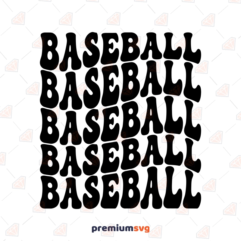 Wavy Stacked Baseball SVG Design, Baseball SVG Vector Files Baseball SVG Svg