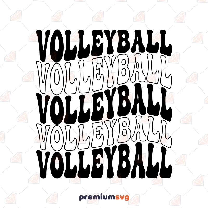 Wavy Stacked Volleyball SVG, Instant Download Volleyball SVG Svg