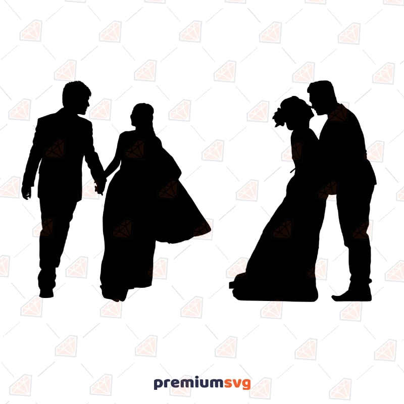 Wedding Couple Silhouette SVG Cut File, Wedding Instant Download Wedding SVG Svg