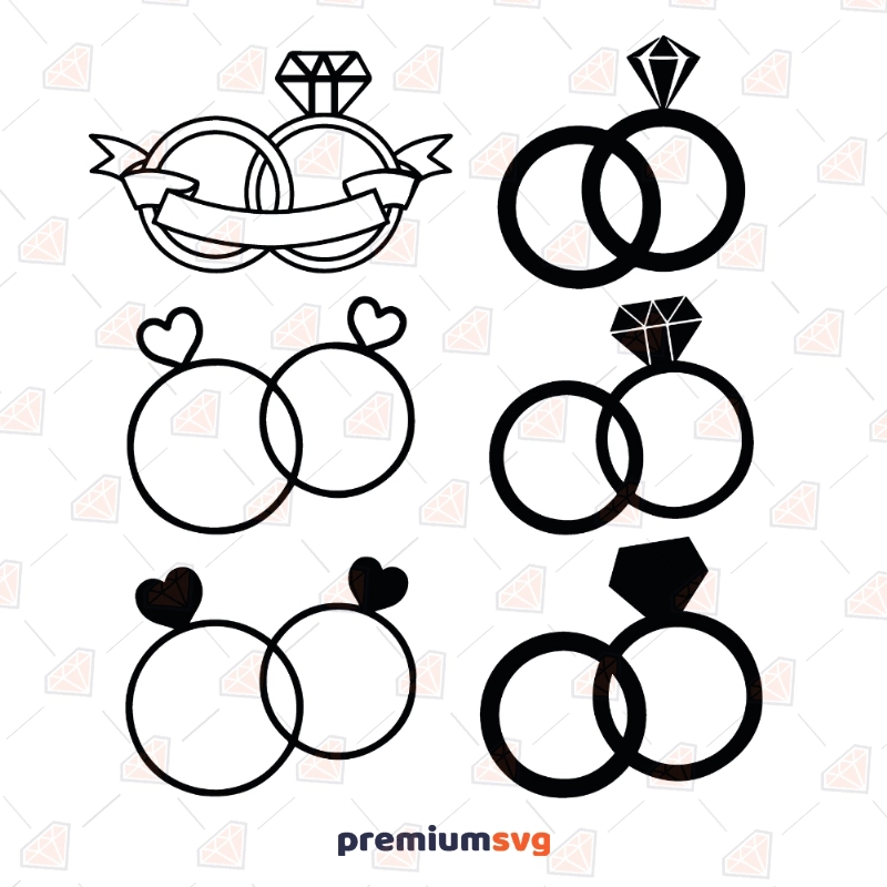 Wedding Rings Bundle SVG, Engagement Clipart Wedding SVG Svg