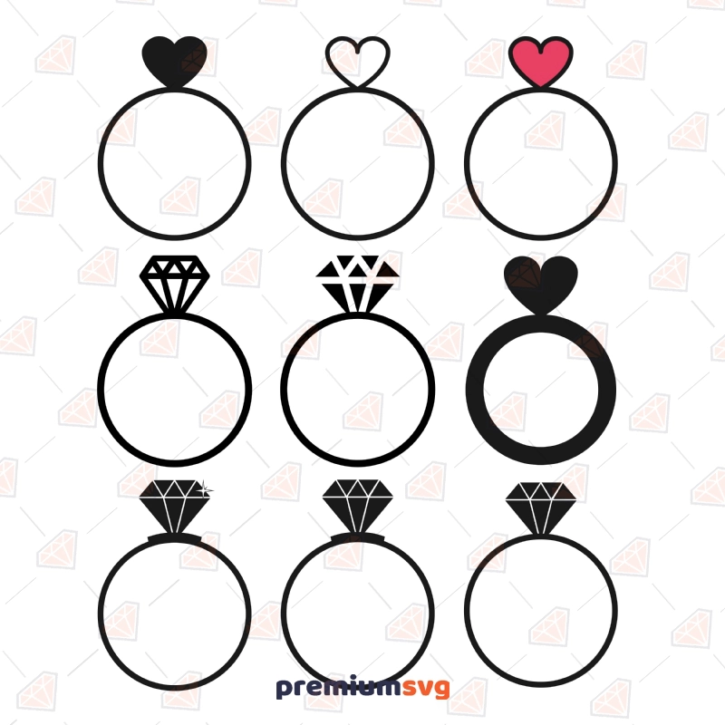 Wedding Rings SVG Bundle Cut File, Wedding Bundle SVG Vector Wedding SVG Svg