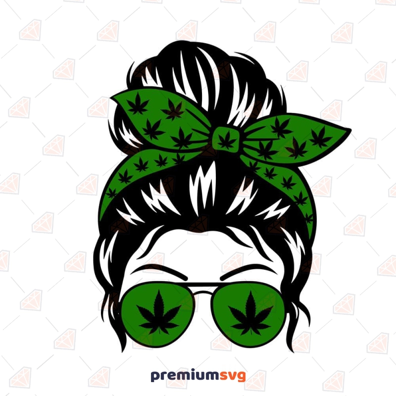 Weed Messy Bun SVG File, Marijuana SVG Messy Bun SVG Svg