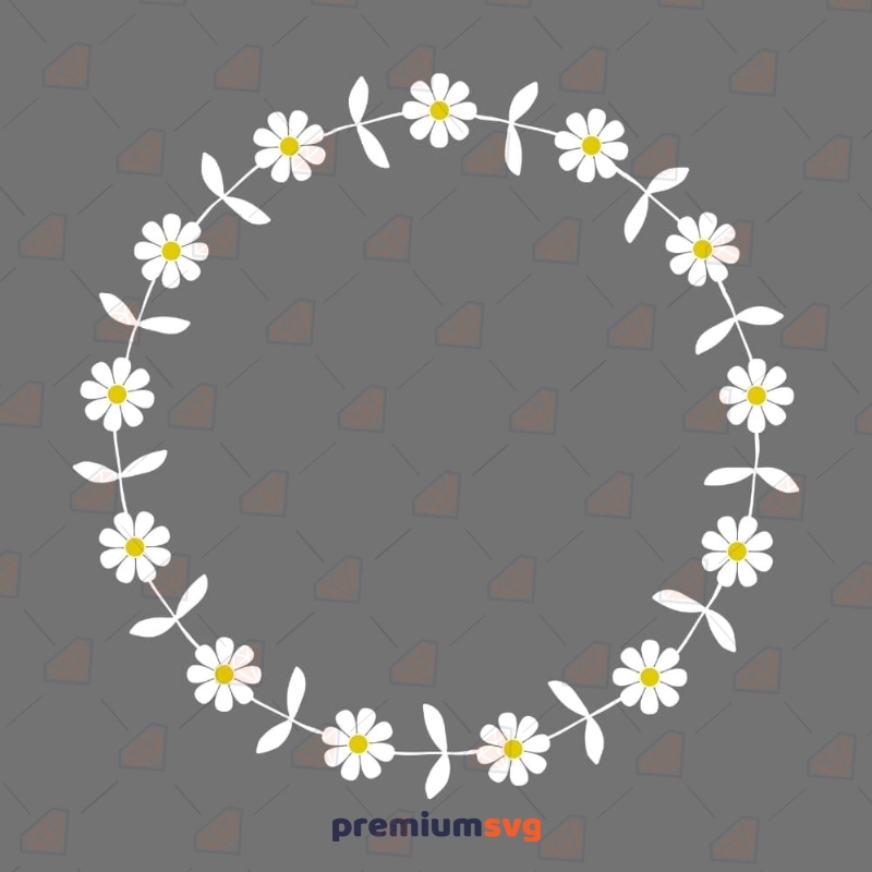 Daisy Wreath SVG, Wreath Of Daisy Vector Instant Download Flower SVG Svg