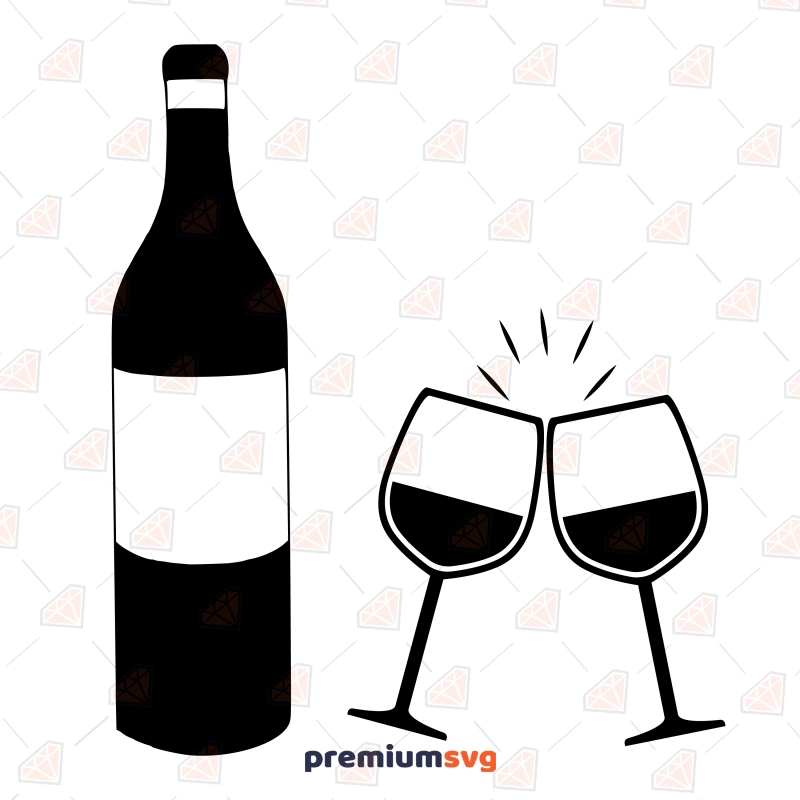 Wine Bottle and Glasses SVG, Wine Glass SVG Vector Files Icon SVG Svg