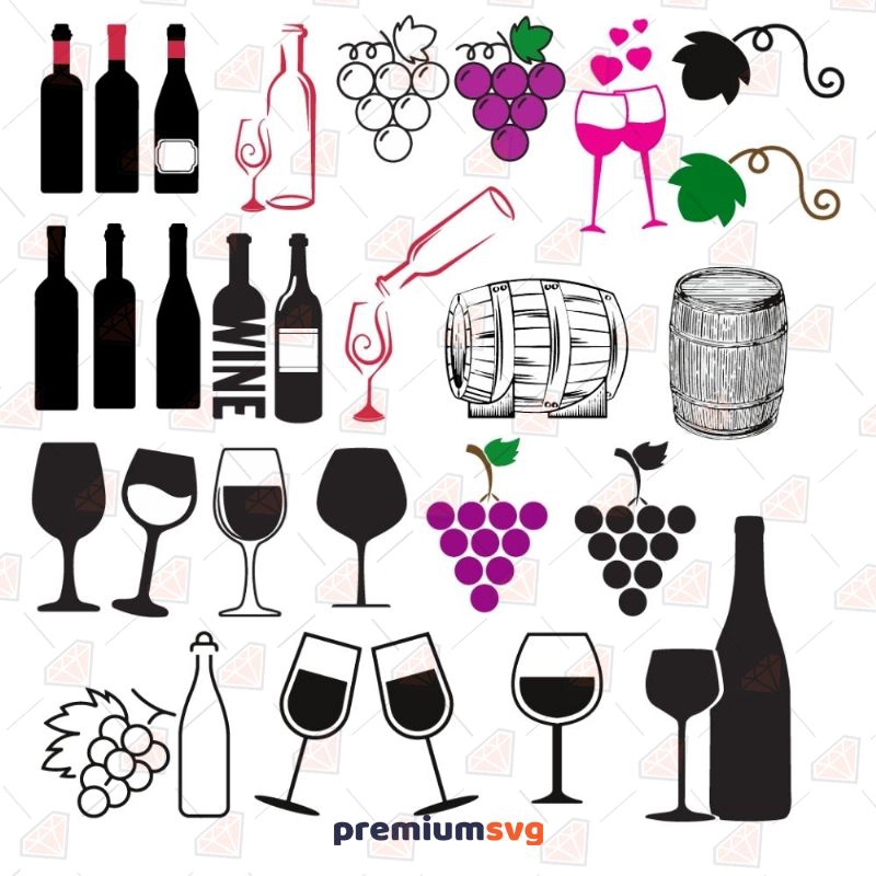 Wine Bundle SVG, Wine Bundle Vector Files Drinking Svg