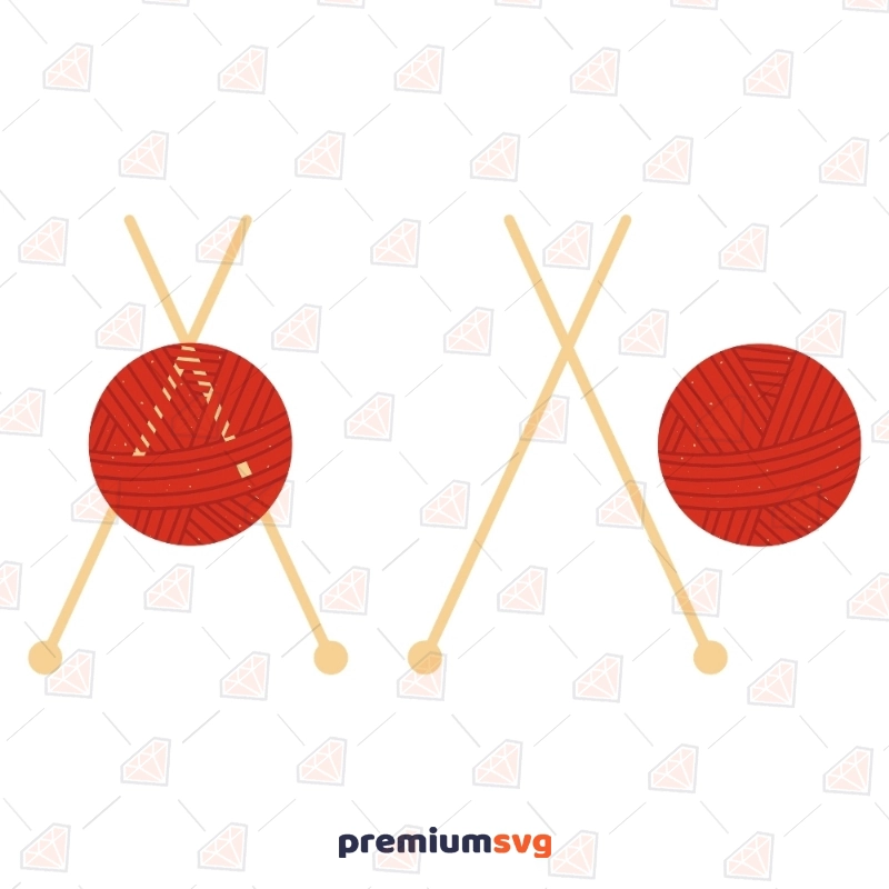 Woolen Rope with Knitting Needles SVG, Knitting Needles Clipart Vector Illustration Svg
