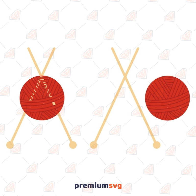 Knitting Needles SVG, Crochet Hook DXF, Yarn Ball Cut File, Crafting Vector