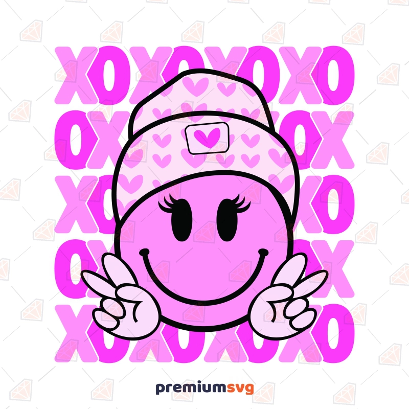 Xoxo Retro Smiley Face PNG, Valentine's Day SVG Valentine's Day SVG Svg