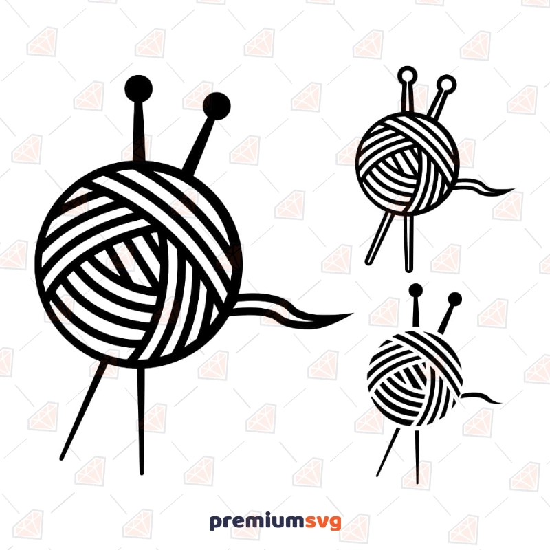 Yarn Ball SVG,  Yarn Ball Crochet SVG Bundle Vector Instant Download Drawings Svg