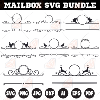 Mailbox SVG Bundle, Mailbox Frame Monogram SVG | PremiumSVG