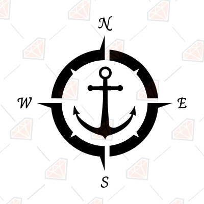 Anchor Compass SVG Image, Anchor Compass Clipart Files | PremiumSVG