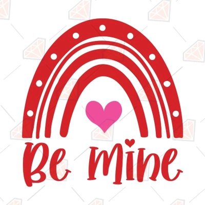 Be Mine SVG with Boho Rainbow, Retro Valentine's Day SVG | PremiumSVG