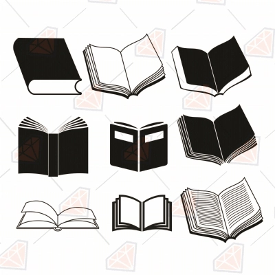 Book Silhouette SVG Bundle, Books SVG Cut Files | PremiumSVG